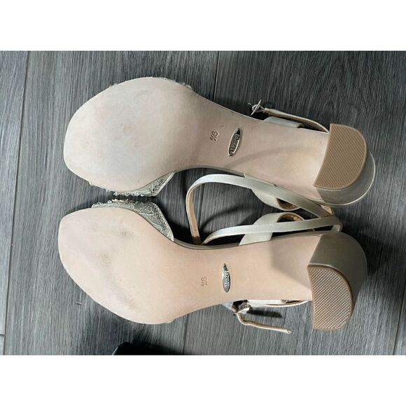 Badgley Mischka Womens 9.5 Tayten Heeled Sandal Jeweled Heels Satin - Picture 6 of 11